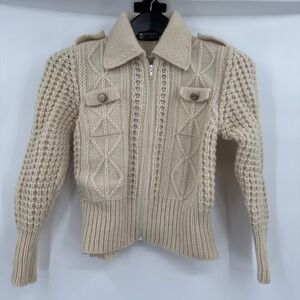 Gaeltarra Women's Size 34 Cropped Military Style‎ Full Zip Jacket Sweater VTG